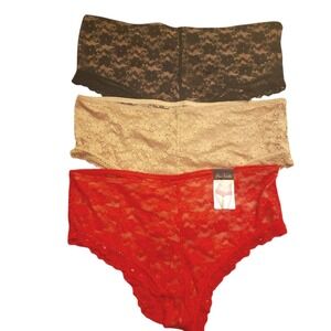 Prima Valentina NWT Plus 3X Lace Cheeky Hipster Panties Underwear Red Black Nude